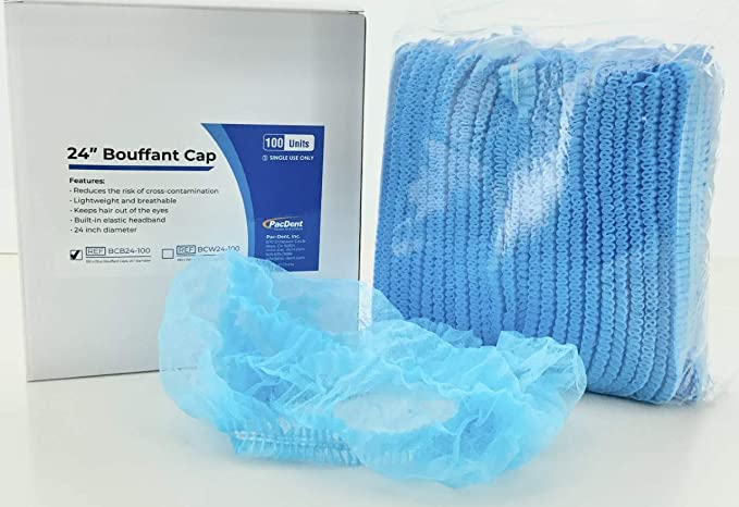 Blue 24 inch Hair net, Bouffant Caps