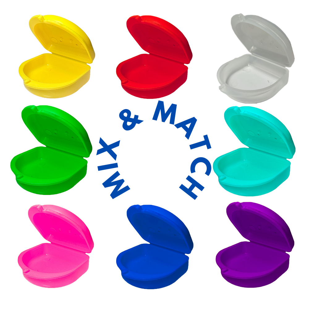 Ortho Technology 2 Pack of Retainer Cases (Available in Various Color Options); for Retainers, Dentures, Mouth Guards. With Vent Holes and Write-on I.D. Area, Secure Snap Closure