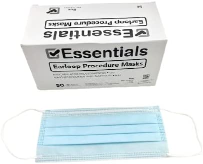Essentials ASTM Level 1 Earloop Procedure Face Masks (Disposable; Blue; Box of 50)