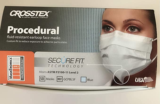 Crosstex Securefit Earloop Mask, Blue GCPBLSF