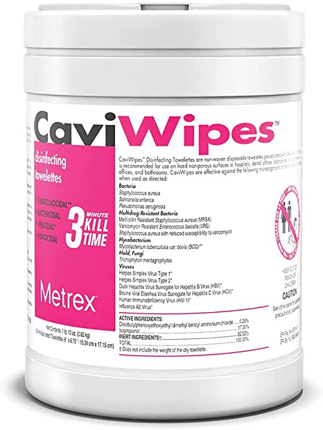 Metrex CaviWipes Disinfecting Towelettes Canister Wipes, 160 Count, White