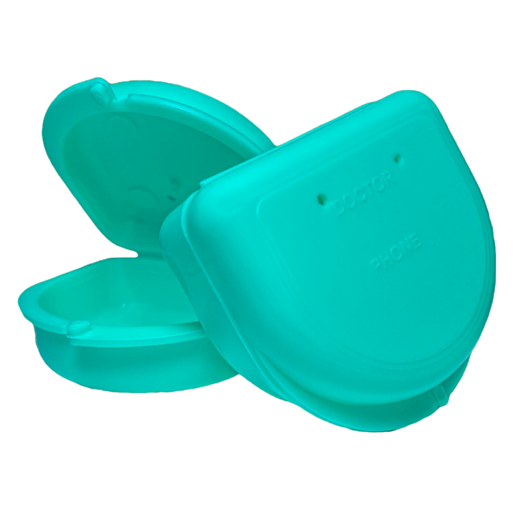 Ortho Technology 2 Pack of Retainer Cases (Available in Various Color Options); for Retainers, Dentures, Mouth Guards. With Vent Holes and Write-on I.D. Area, Secure Snap Closure