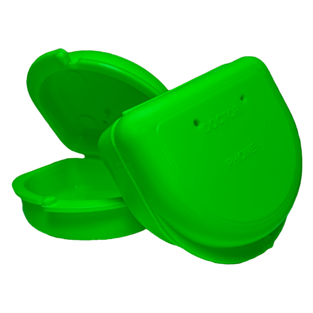 Ortho Technology 2 Pack of Retainer Cases (Available in Various Color Options); for Retainers, Dentures, Mouth Guards. With Vent Holes and Write-on I.D. Area, Secure Snap Closure