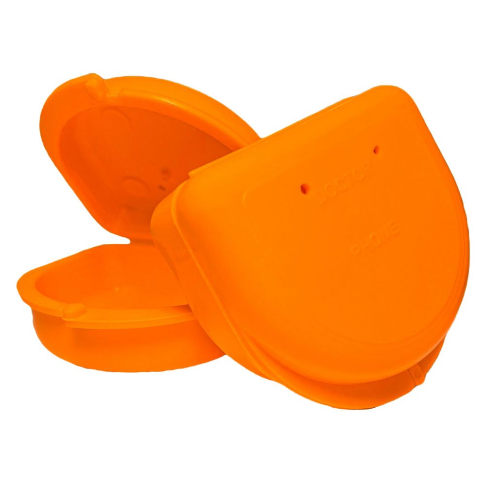 Ortho Technology 2 Pack of Retainer Cases (Available in Various Color Options); for Retainers, Dentures, Mouth Guards. With Vent Holes and Write-on I.D. Area, Secure Snap Closure