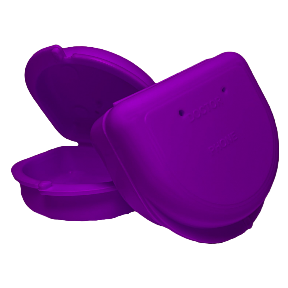 Ortho Technology 2 Pack of Retainer Cases (Available in Various Color Options); for Retainers, Dentures, Mouth Guards. With Vent Holes and Write-on I.D. Area, Secure Snap Closure