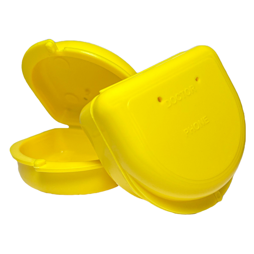 Ortho Technology 2 Pack of Retainer Cases (Available in Various Color Options); for Retainers, Dentures, Mouth Guards. With Vent Holes and Write-on I.D. Area, Secure Snap Closure