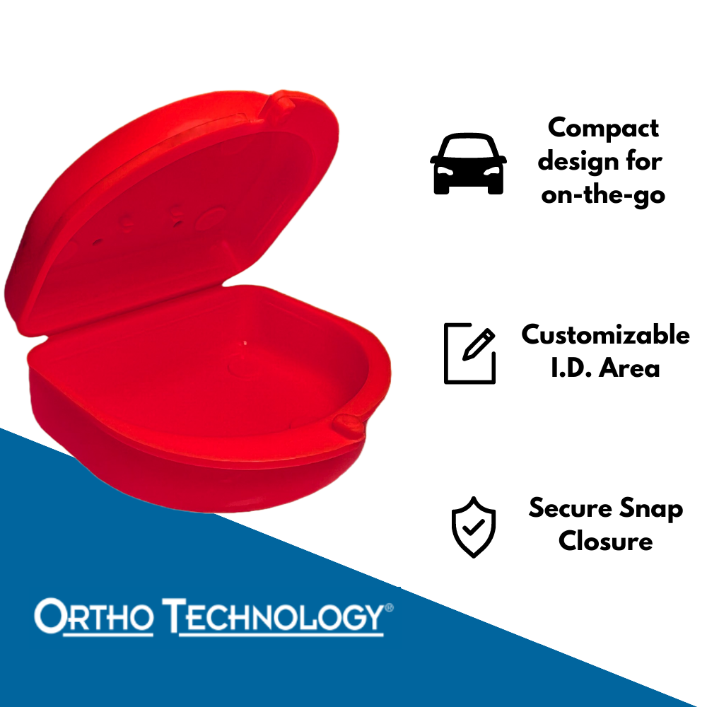 Ortho Technology 2 Pack of Retainer Cases (Available in Various Color Options); for Retainers, Dentures, Mouth Guards. With Vent Holes and Write-on I.D. Area, Secure Snap Closure
