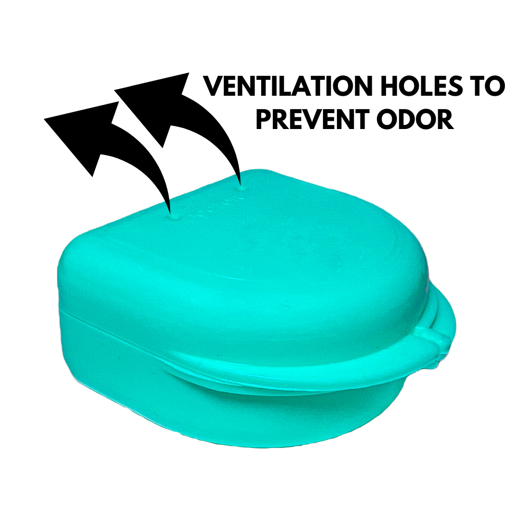 Ortho Technology 2 Pack of Retainer Cases (Available in Various Color Options); for Retainers, Dentures, Mouth Guards. With Vent Holes and Write-on I.D. Area, Secure Snap Closure