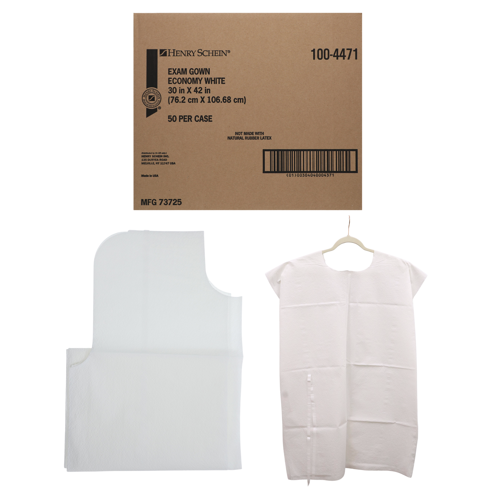 Henry Schein Disposable Exam Gown – Unisex, White, Soft & Comfortable – Medium/Large (30" L x 42" W) – 50 Gowns per Case – Ideal for Medical, Clinic, or Personal Use