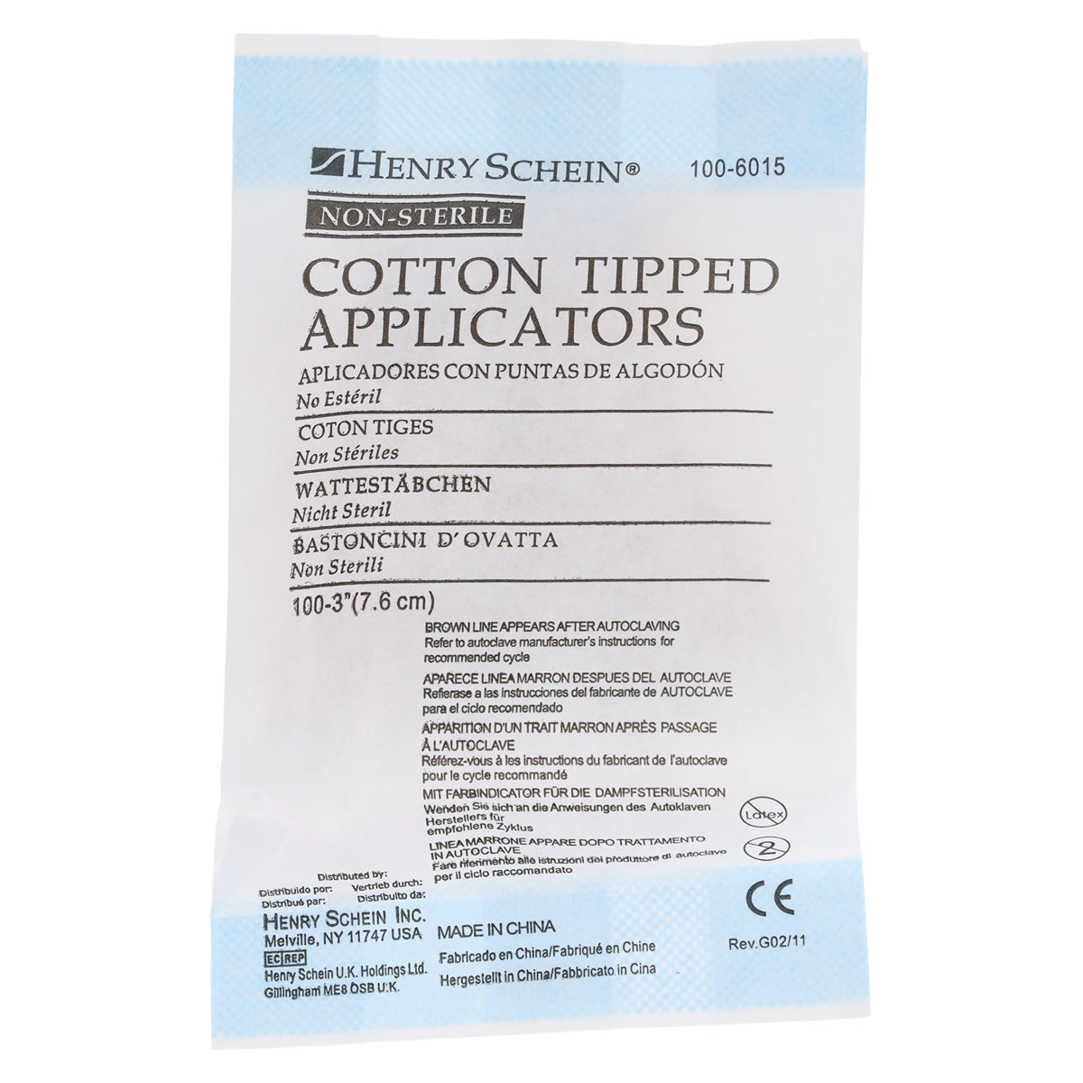 Henry Schein Cotton Tipped Applicators, Non-Sterile, Wood Handle, Single Use, 1000/Box