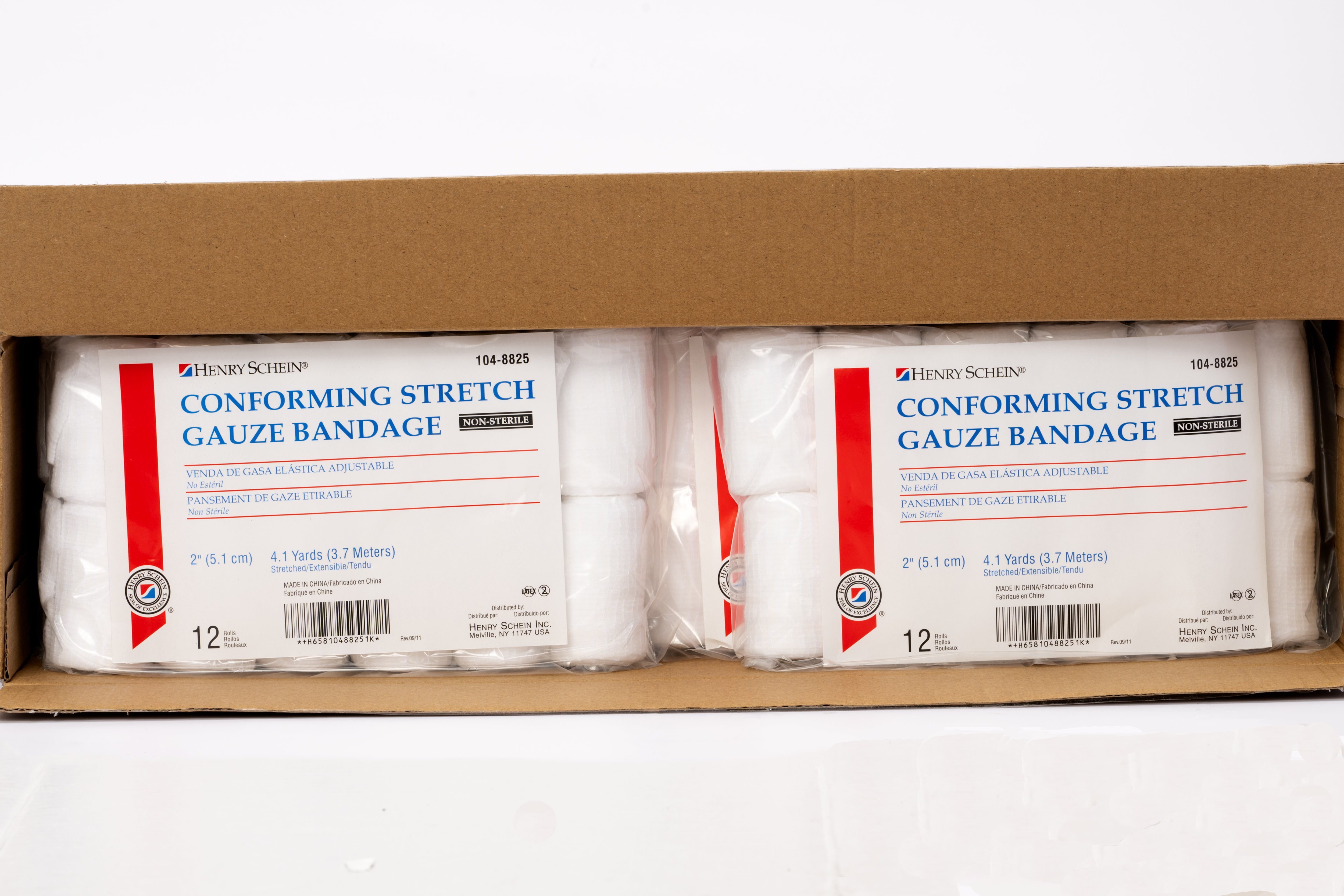 Henry Schein Conforming Stretch Gauze Bandage, 3" x 4.1 yards, Pack of 12, 8 ply, Non-Sterile