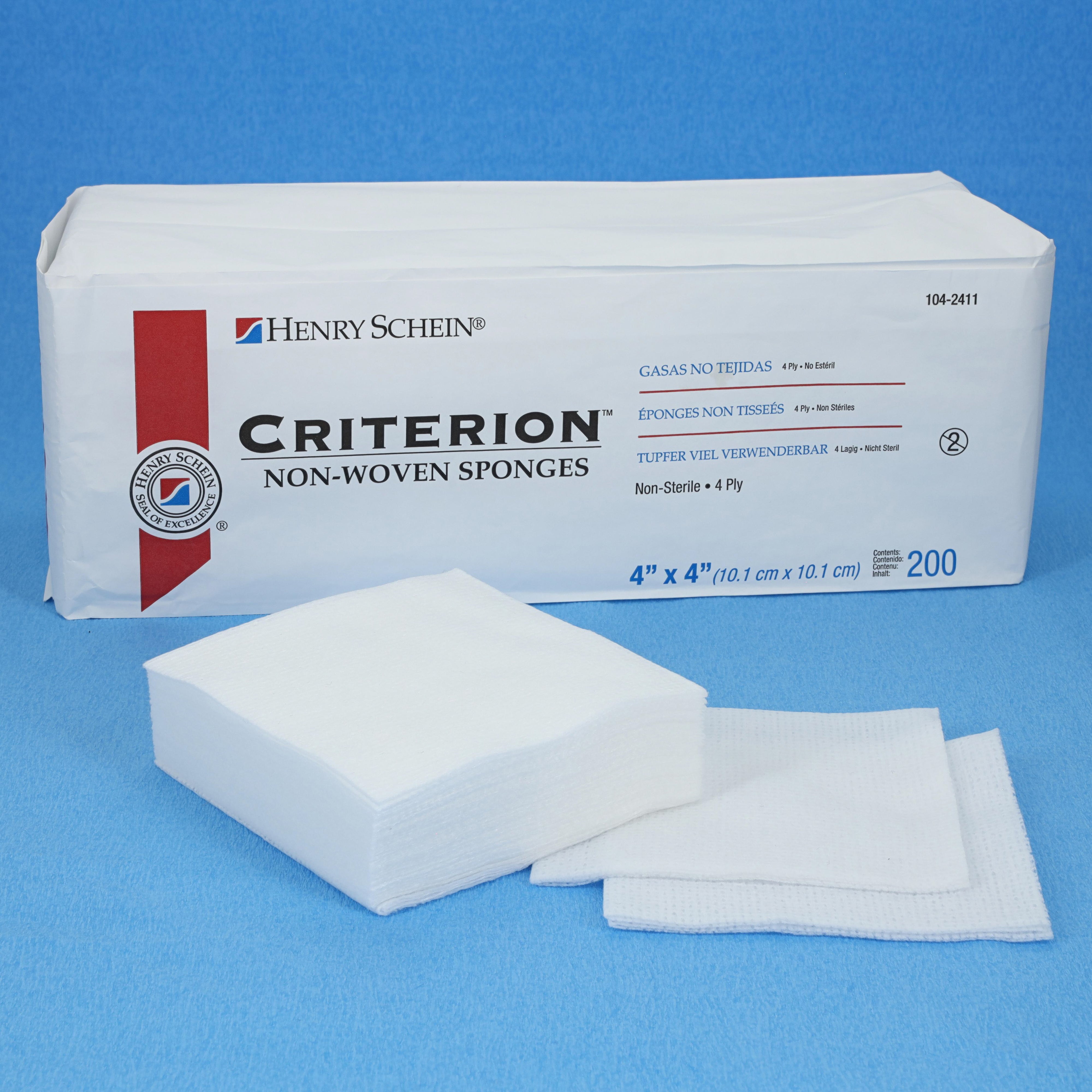 Henry Schein Rayon/Polyester Blend Non-Woven Sponges, 4 in x 4 in 4 Ply Non-Sterile, 4-Ply, 200/Pack
