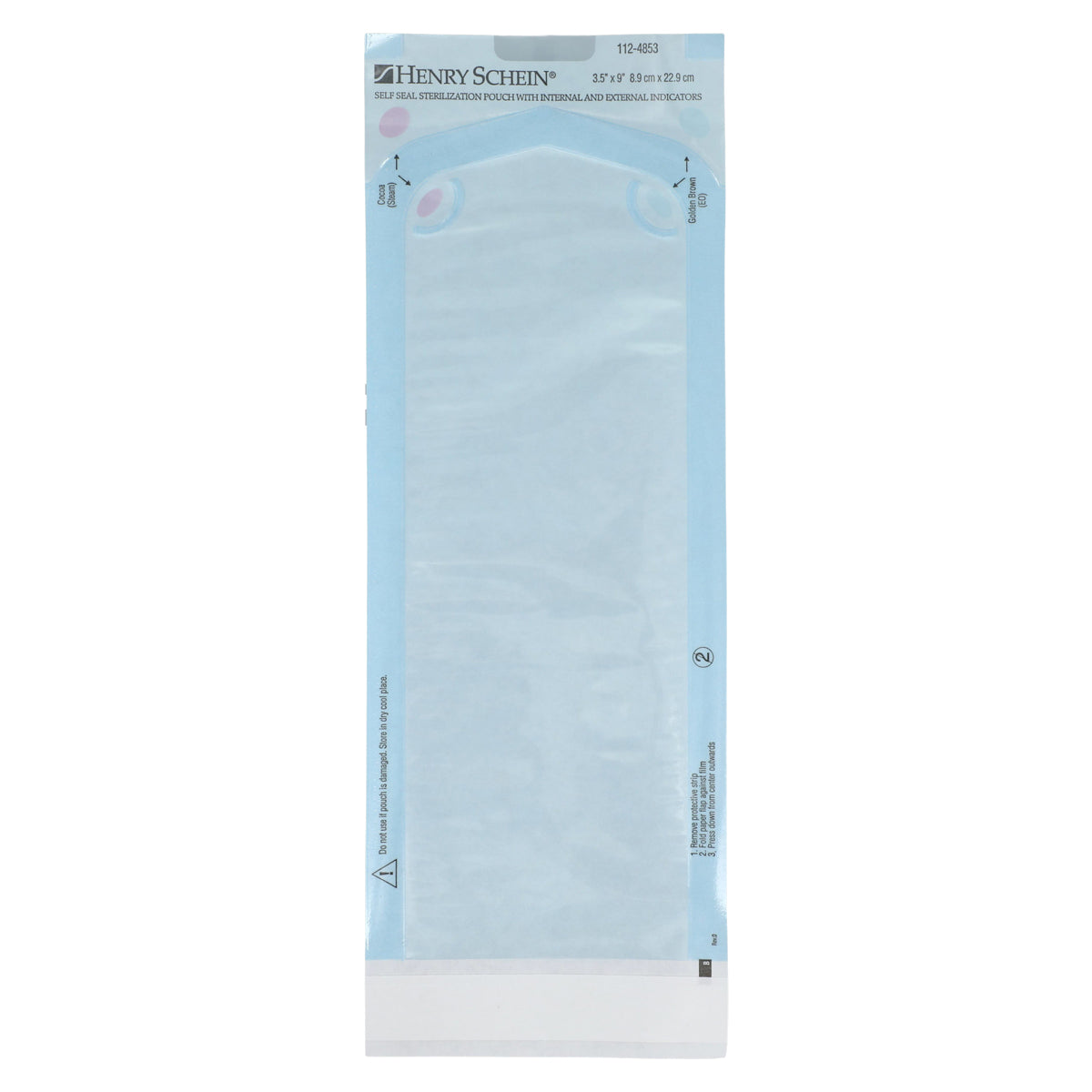 Henry Schein Self-Sealing Sterilization Pouches, Latex-Free, Built in Color Change Guide 3.5 in x 9 in 200/Bx