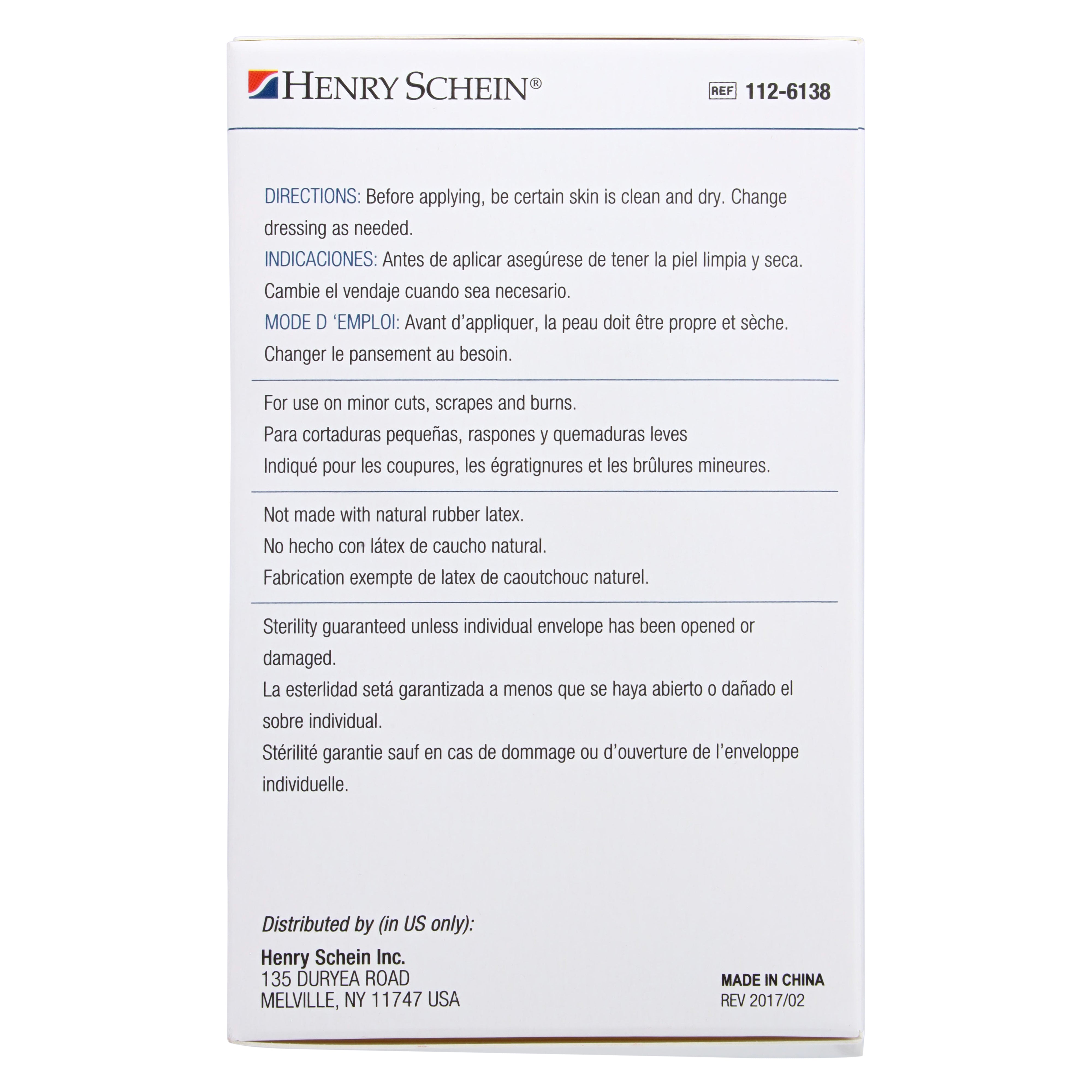 Henry Schein Adhesive Sheer Bandage Strips, 3/4" x 3", Sterile, Box of 100 Bandages