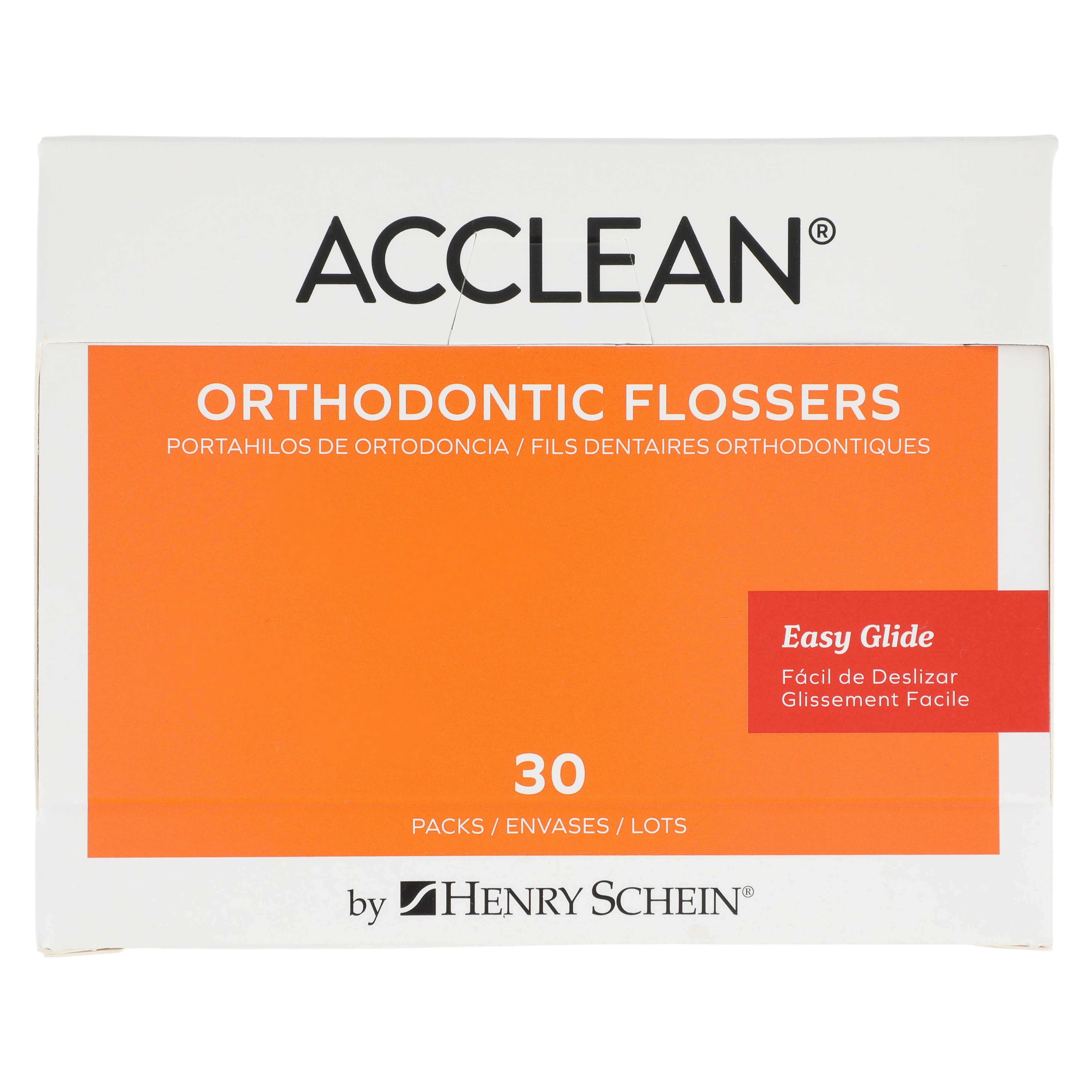 Acclean Orthopick Flosser Dispenser – 3 Flossers per Pack, 30 Packs per Box (90 Counts) – Orthodontic Dental Flossers for Braces and Appliances