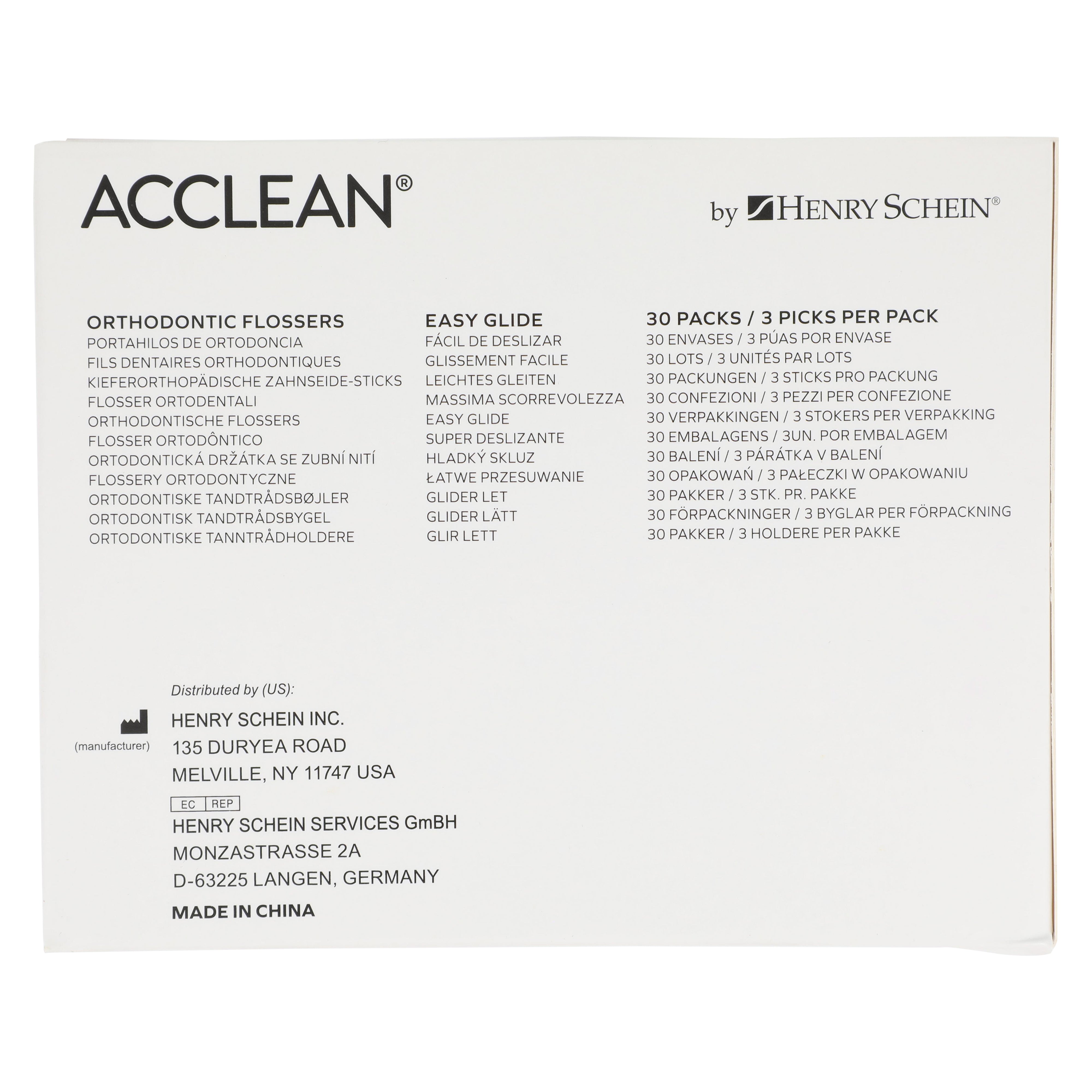 Acclean Orthopick Flosser Dispenser – 3 Flossers per Pack, 30 Packs per Box (90 Counts) – Orthodontic Dental Flossers for Braces and Appliances