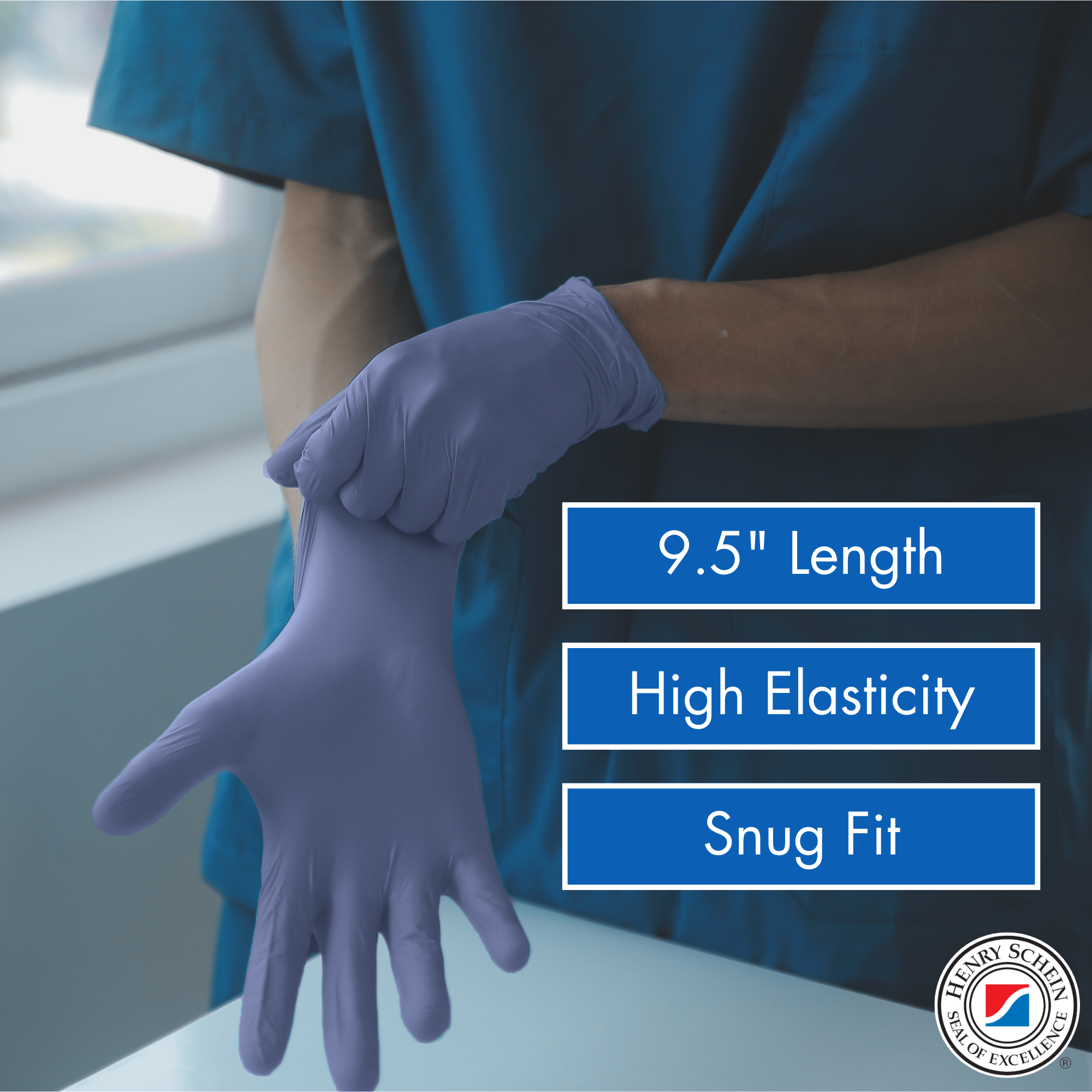 Criterion Low Derma Nitrile Exam Gloves, Slate Blue - Chemo Drug Tested, Latex-Free, Powder-Free, Chlorinated, Soft Stretch