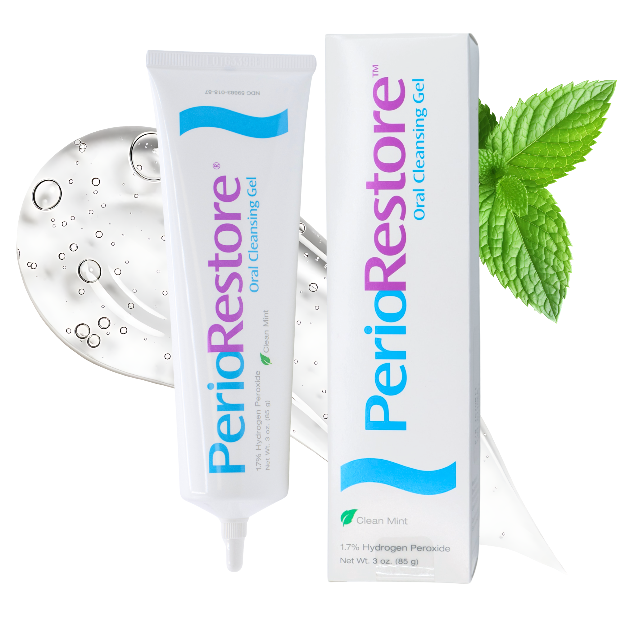 Perio Restore® Gel 3 Ounce Tube. 1.7% Hydrogen Peroxide Oral Cleansing Treatment Gel. Mint Flavor