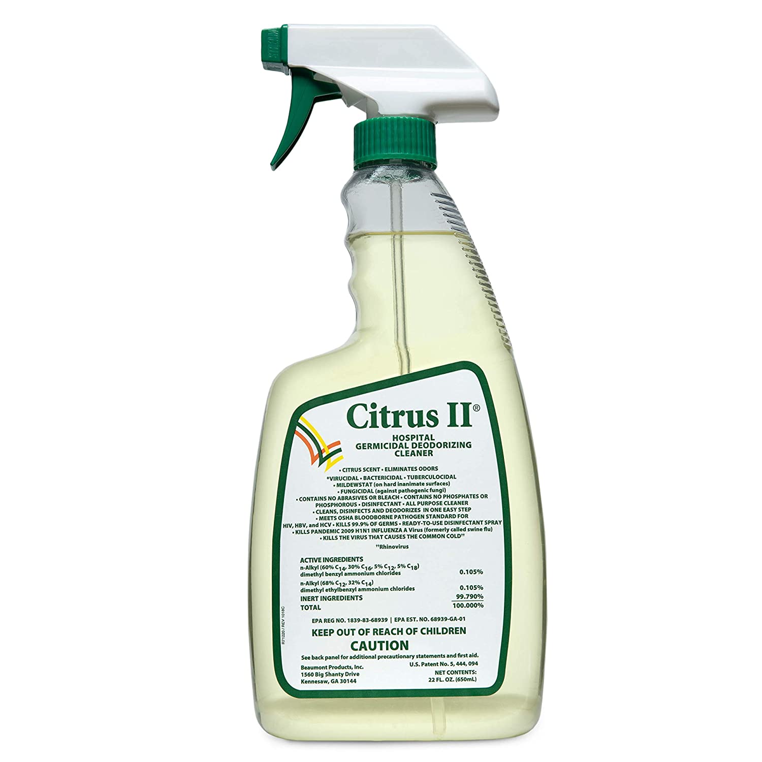 Citrus II Hospital Germicidal Deodorizing Cleaner, Fresh Citrus, 22-Fluid Ounce