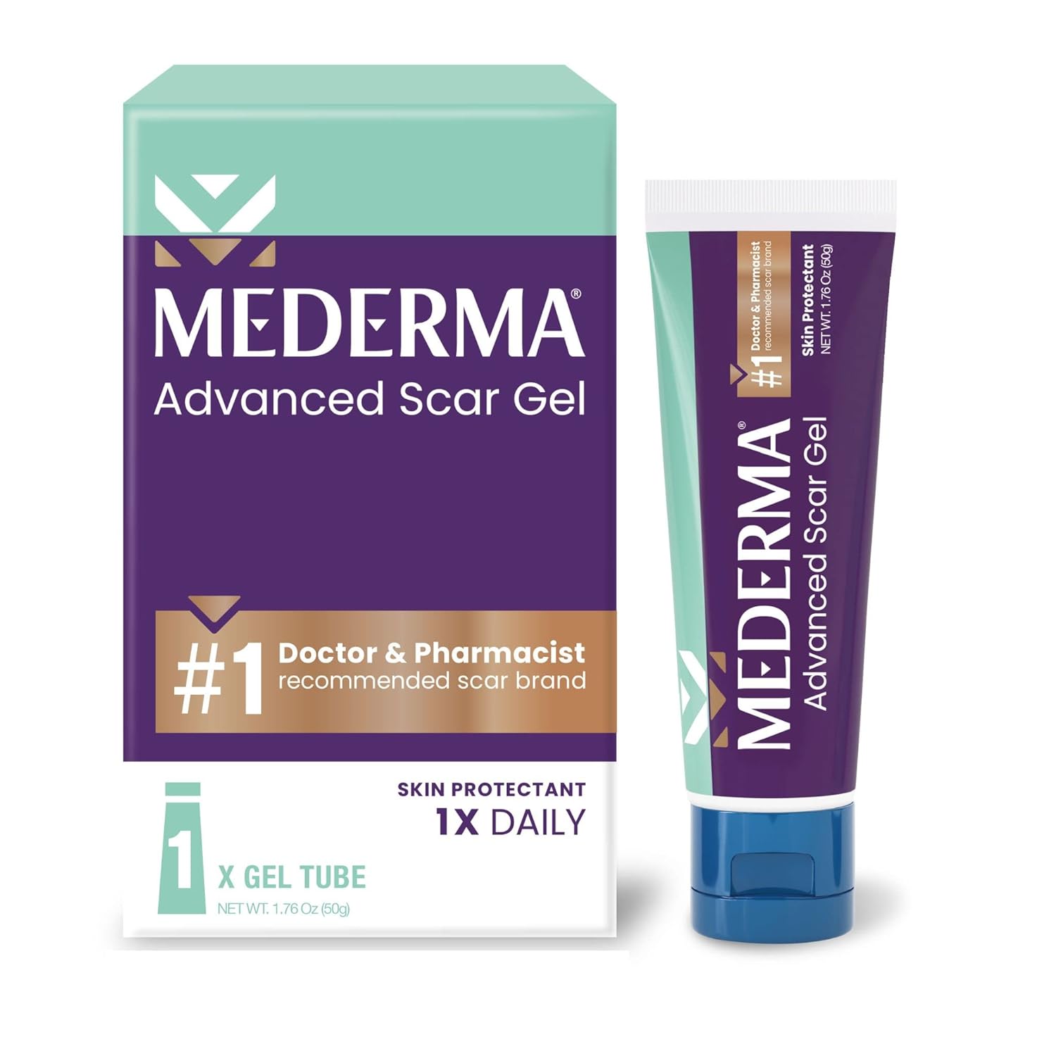 Mederma Advanced Scar Gel, Treats Old and New Scars, Reduces the Appearance of Scars from Acne, Stitches, Burns and More, 50 Grams