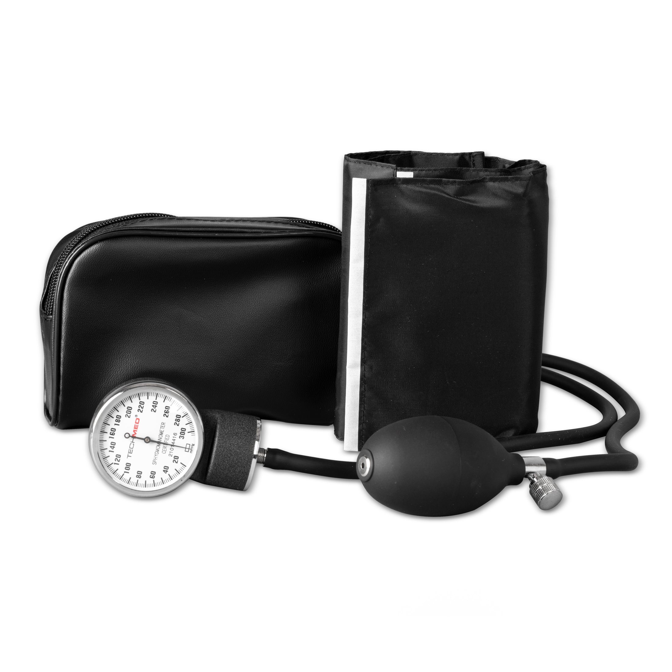 Tech-Med Standard Manual Blood Pressure Cuff | Precise Monitoring Blood Pressure Cuff Manual and Sphygmomanometer | Black Nylon BP Cuff Manual