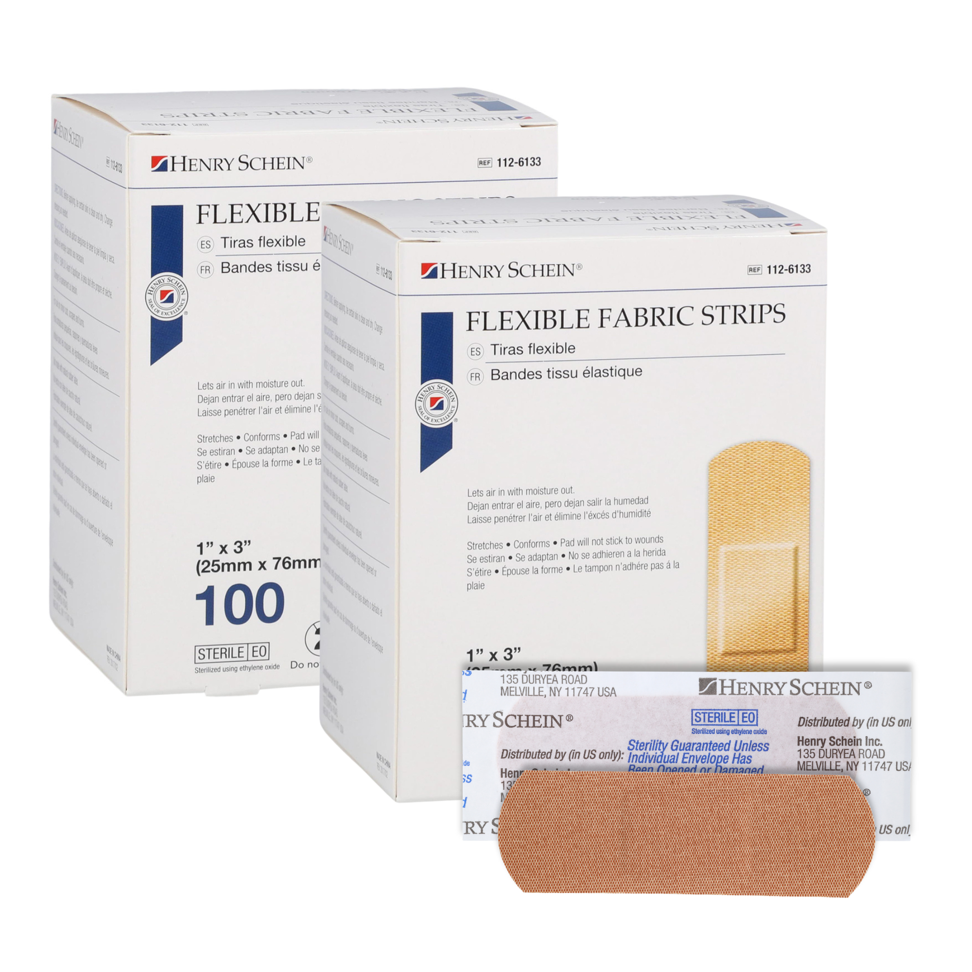 Adhesive Fabric Bandage Strips, 1" x 3", Sterile