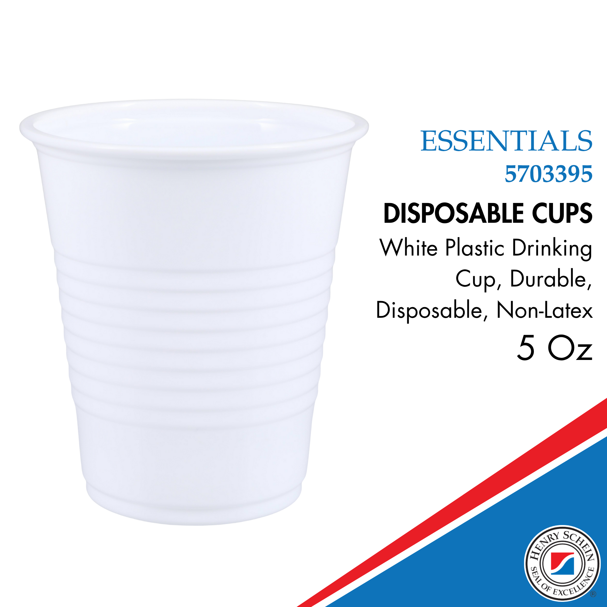 Essentials Healthcare Products Plastic Drinking Cups - White 5 oz Disoposable Cups for Cold Beverages, Parties, Office, or Medical Use - Durable & Convenient