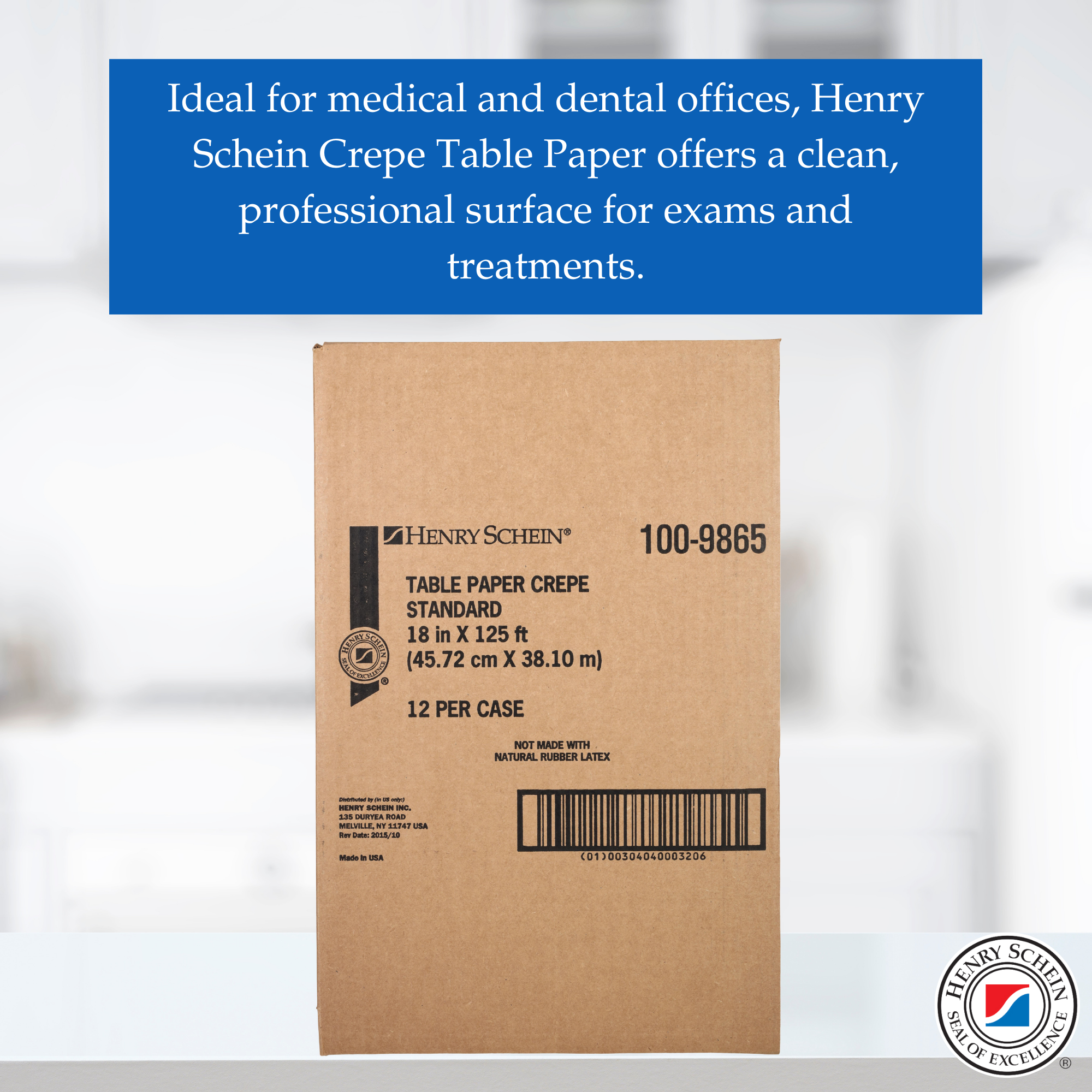 Henry Schein Medical Exam Table Paper Rolls – 18 in x 125 ft White Crepe Disposable Bed Cover, Latex-Free for Medical, Dental, Spa, Diaper Changing, Patternmaking, and Crafts