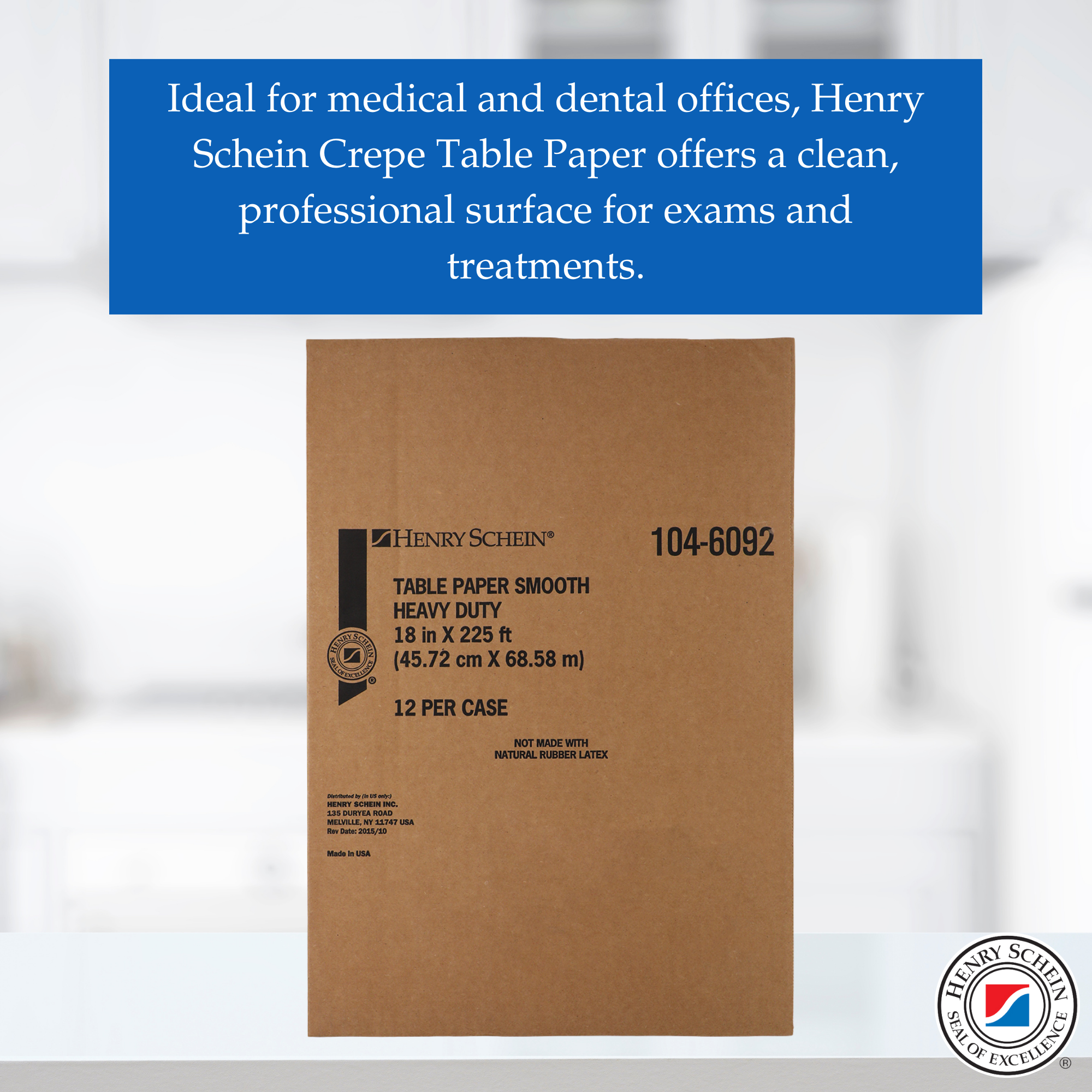Henry Schein Medical Exam Table Paper Rolls – 18 in x 225 ft White Smooth Heavy Duty Disposable Bed Cover, Latex-Free for Medical, Dental, Spa, Diaper Changing, Patternmaking, and Crafts