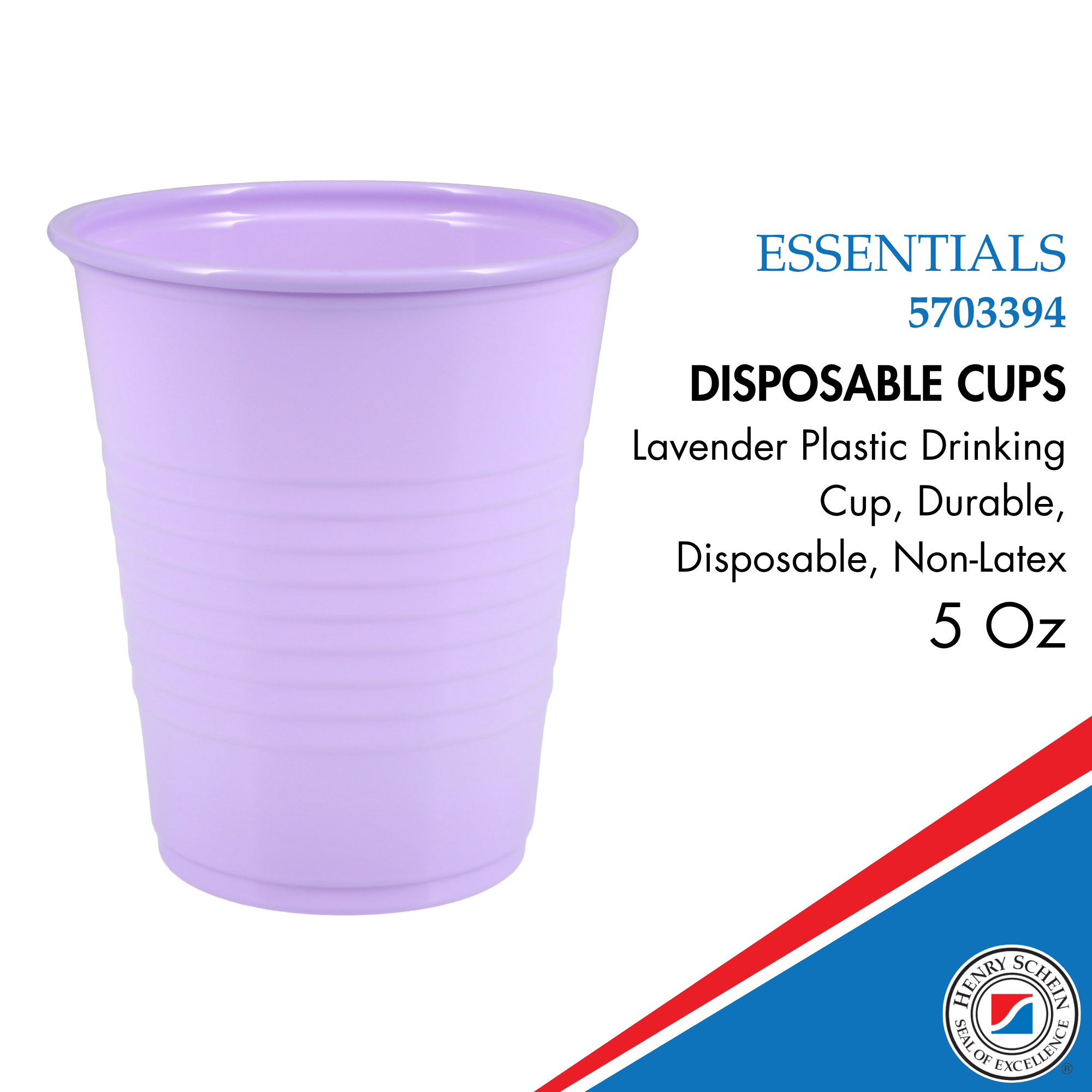 Essentials Healthcare Products Plastic Drinking Cups - Lavender 5 oz Disoposable Cups for Cold Beverages, Parties, Office, or Medical Use - Durable & Convenient