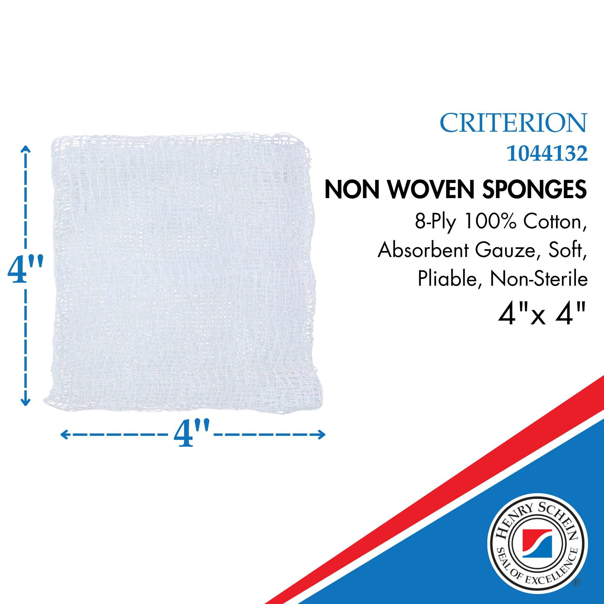 Henry Schein 200/Pack Non-Sterile Gauze Pads 4’’ x 4’’ for Wound Dressing Gauze Sponge-Pads for Wound Care - 8-Ply - 100% Cotton & Highly Absorbent