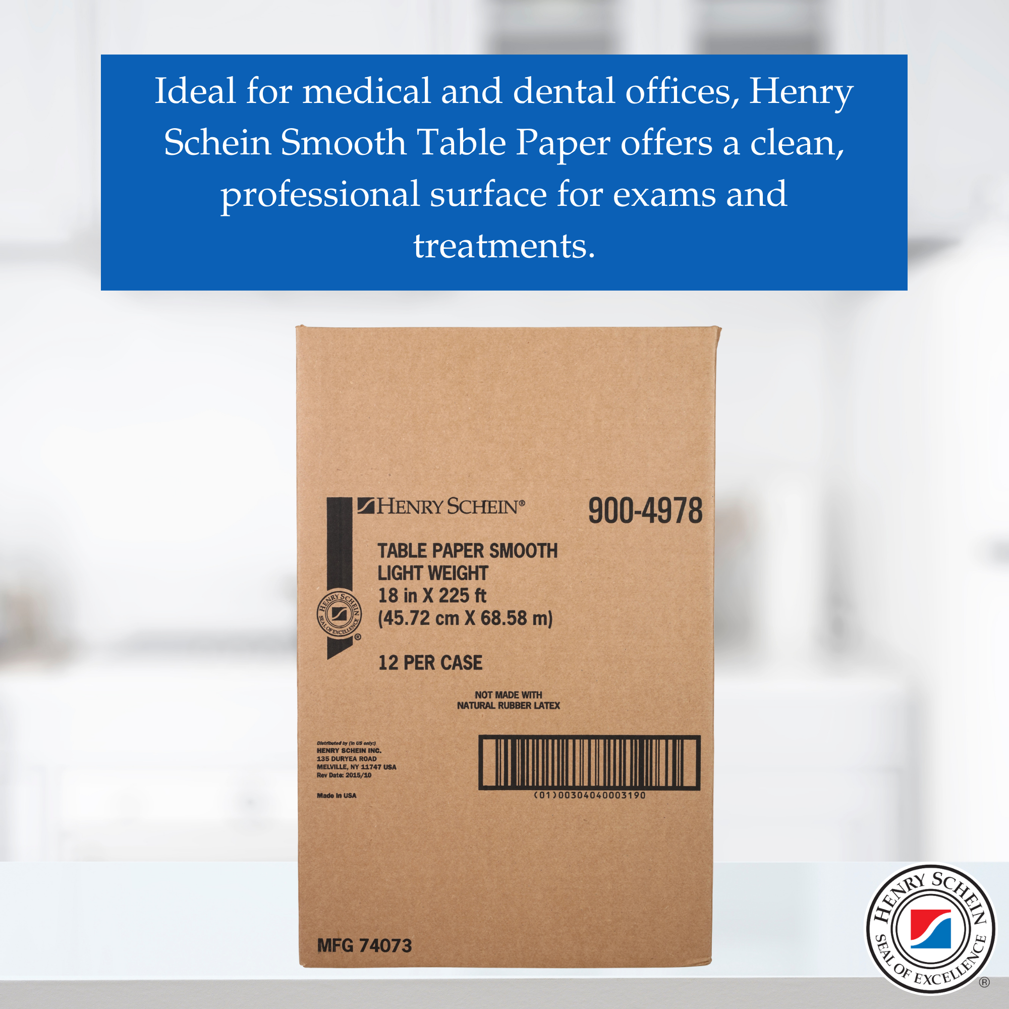 Henry Schein Medical Exam Table Paper Rolls – 18 in x 225 ft White Lightweight Smooth Disposable Bed Cover, Latex-Free for Medical, Dental, Spa, Diaper Changing, Patternmaking, and Crafts