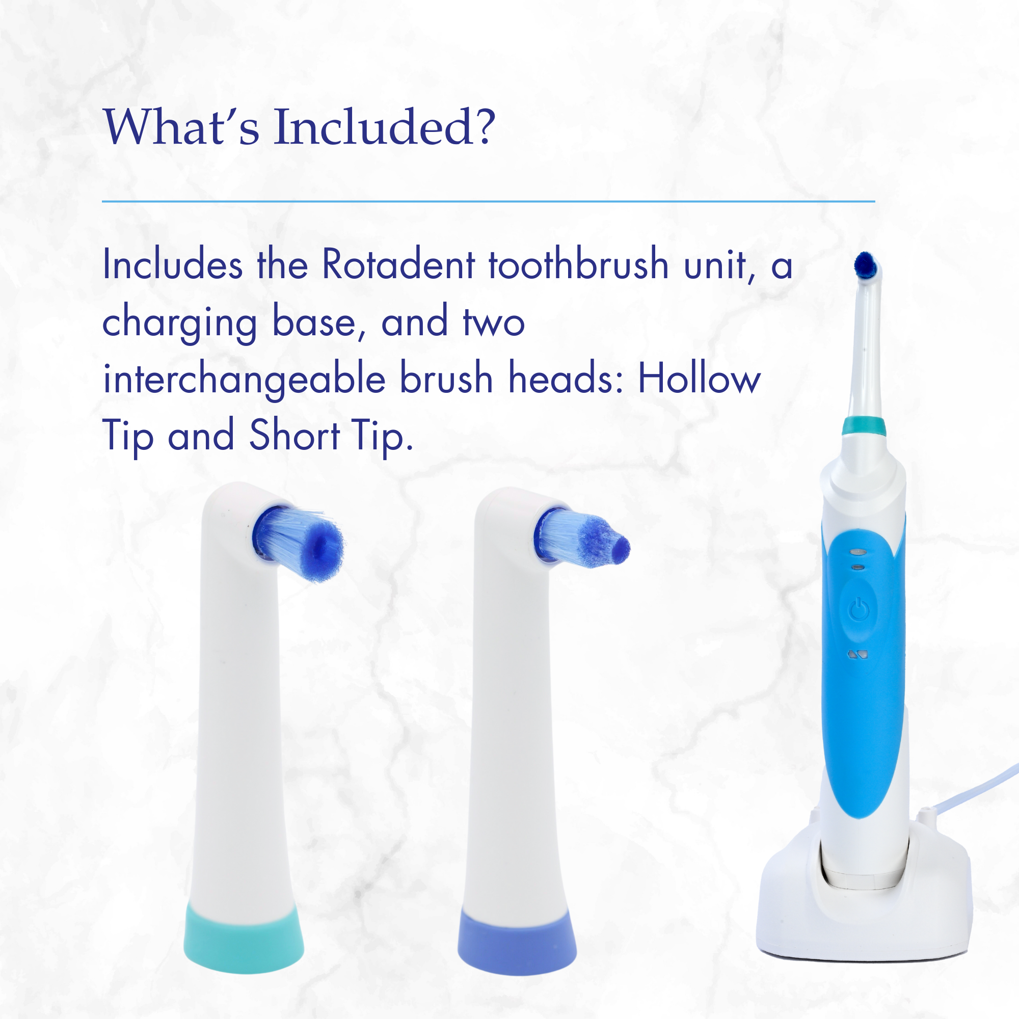 Rotadent ProCare Professional Rotary Toothbrush with Dock Charger, 2 Brush Heads Included and 1 Year Warranty Through Manufactuer