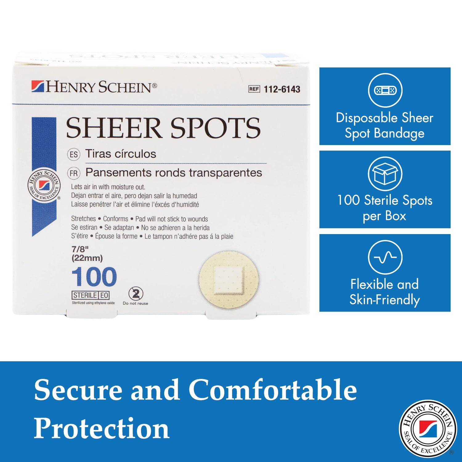 Adhesive Sheer Spot Bandage 7/8" | Durable, Breathable, & Flexible Bandages Designed for Minor Wounds, Providing Comfort and Secure Adhesion for Effective Healing