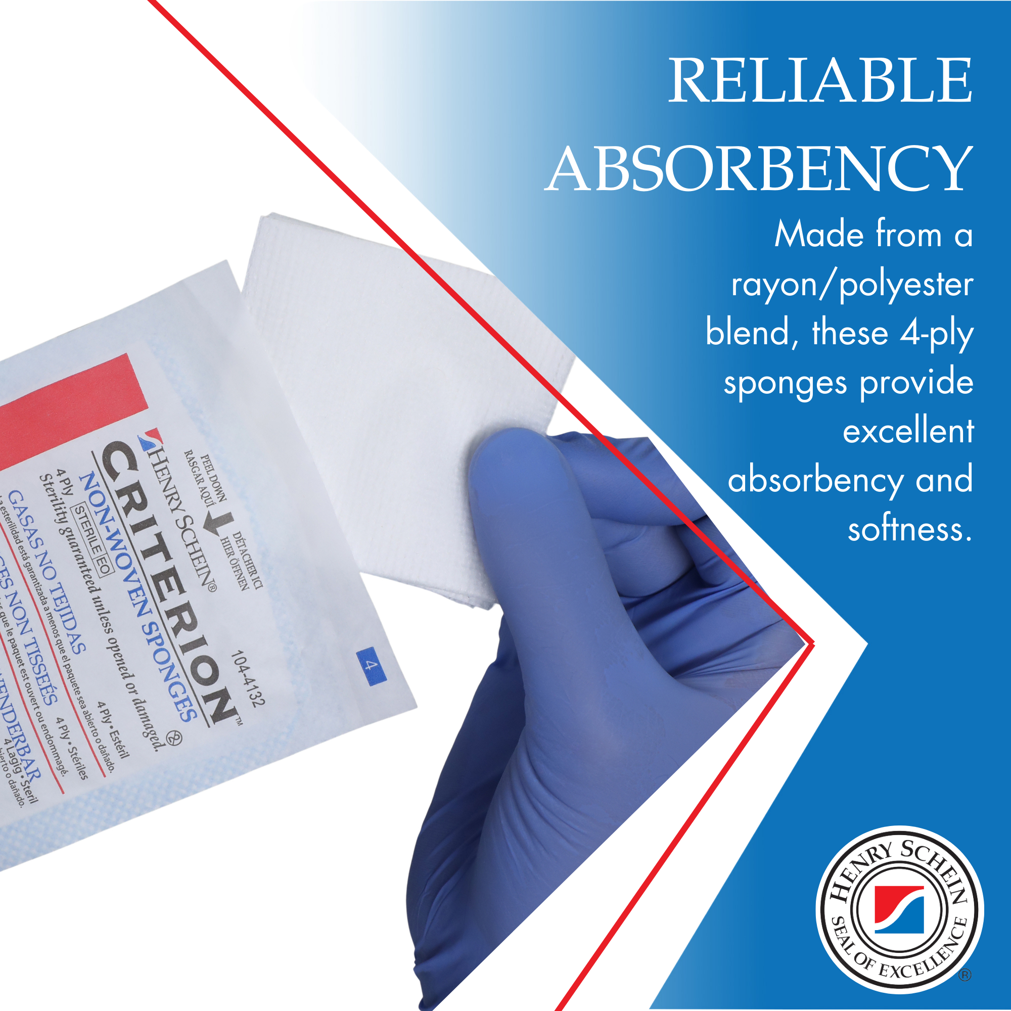 Henry Schein Criterion 3x3” Non-Woven Sponge- Rayon/Polyester Blend, 4-Ply, Sterile- 50/Pack