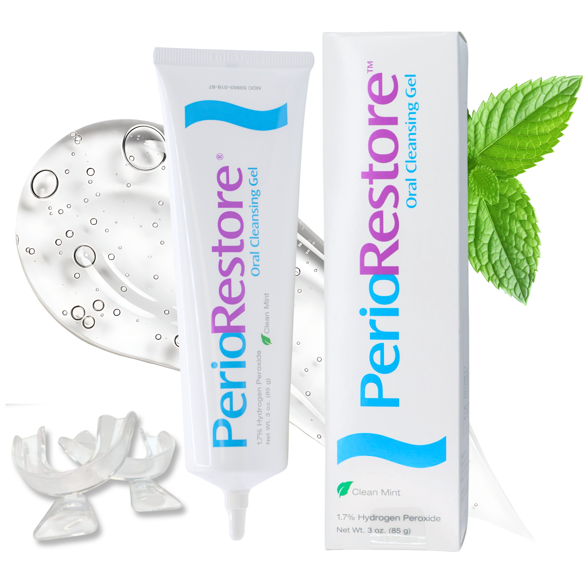 Perio Restore® Gel 3 Ounce Tube. 1.7% Hydrogen Peroxide Oral Cleansing Treatment Gel. Mint Flavor