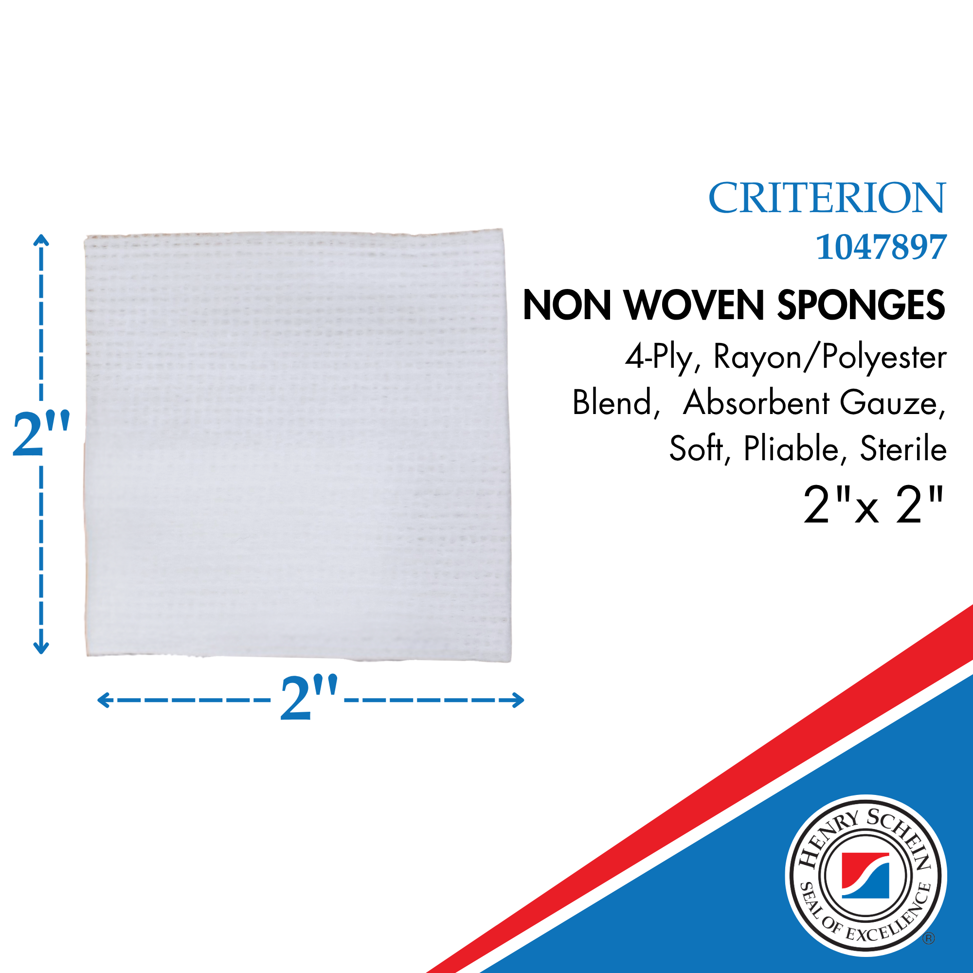 Henry Schein Rayon/Polyester Blend Non-Woven Sponges, 4 Ply Sterile, 4-Ply