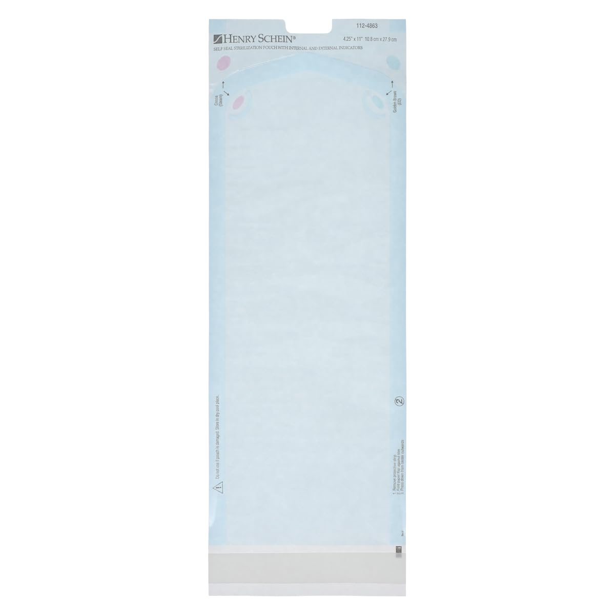 Henry Schein Self-Sealing Sterilization Pouches, Latex-Free, Built in Color Change Guide 4.25 in x 1n