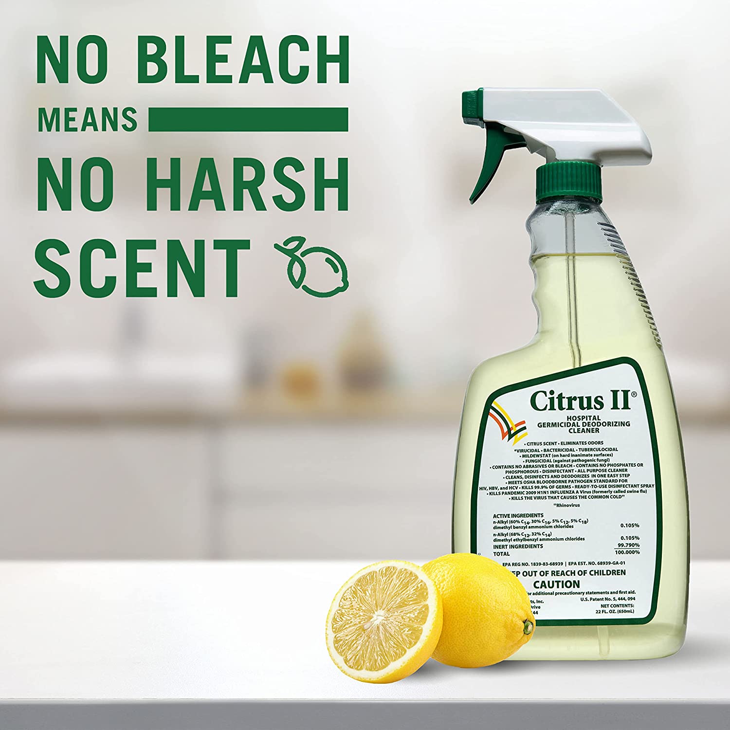Citrus II Hospital Germicidal Deodorizing Cleaner, Fresh Citrus, 22-Fluid Ounce