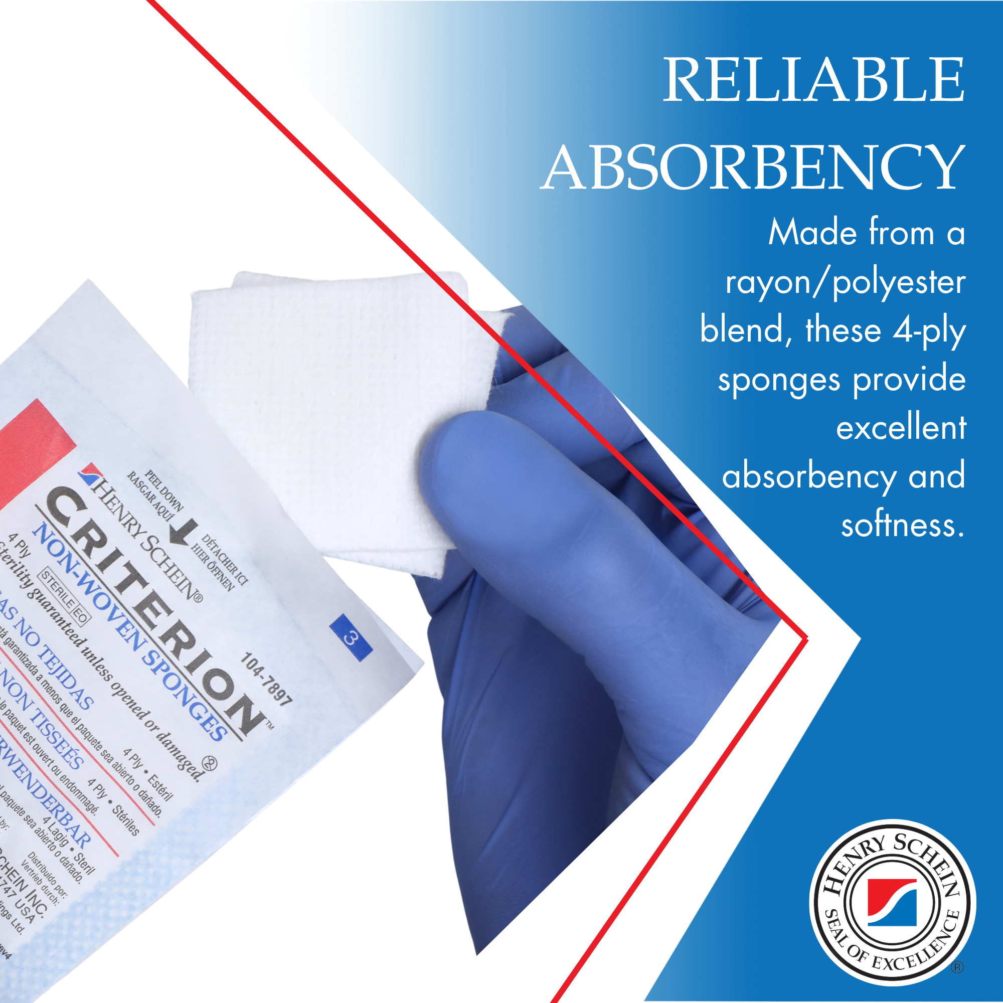 Henry Schein Rayon/Polyester Blend Non-Woven Sponges, 4 Ply Sterile, 4-Ply