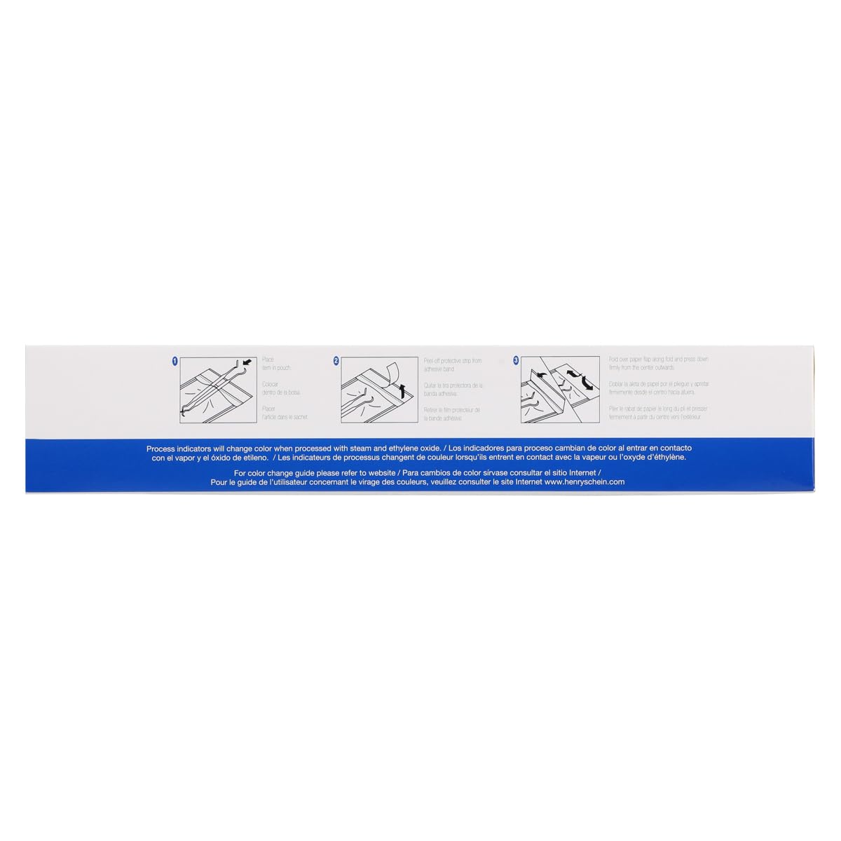 Henry Schein Self-Sealing Sterilization Pouches, Latex-Free, Built In Color Change Guide 3.25 in x 12 in 200/Bx