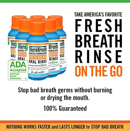 TheraBreath Fresh Breath Dentist Formulated Oral Rinse, Mild Mint, 3 Fl Oz (Pack of 6)