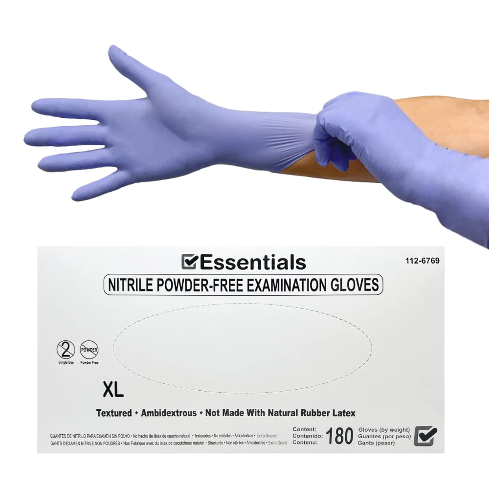 Essentials Healthcare Products Nitrile Powder-Free Examination Gloves, Latex-Free, Periwinkle