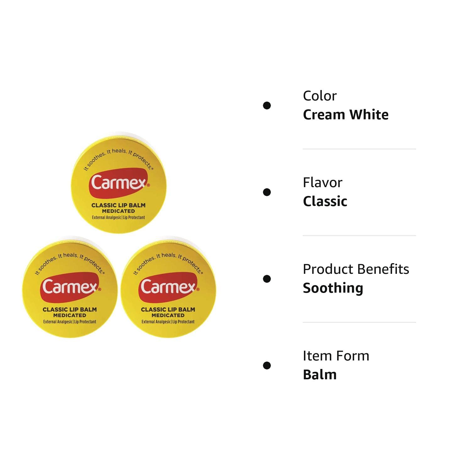 Carmex Classic Lip Balm Medicated 0.25 oz (Packs of 6)