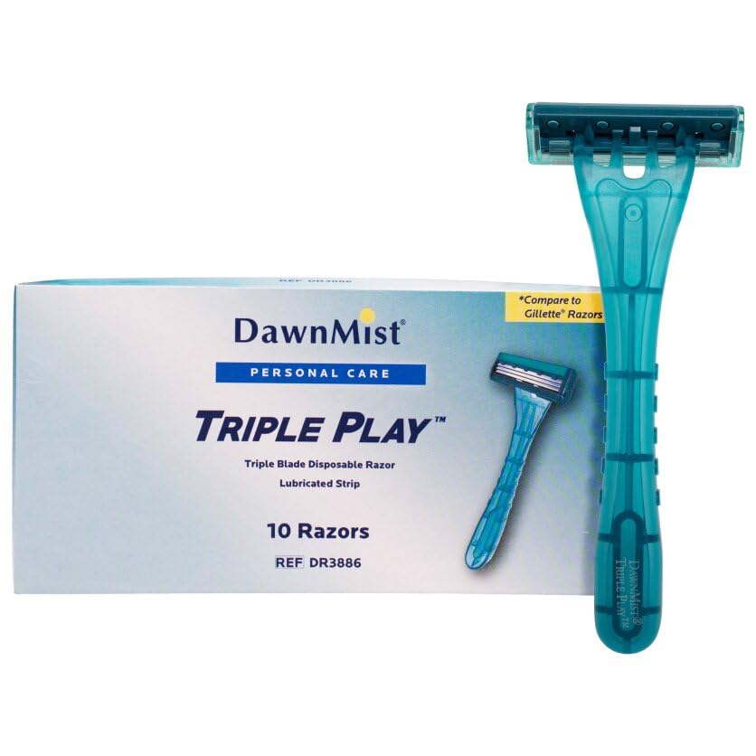 DawnMist Triple Play Personal Razor with Lubricating Strip Single Edge Triple Blade Teal DR3886