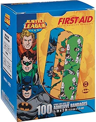 Justice League 100CT Bandages 3/4x3", DC Comics Offficial (Batman, Green Lantern, Aquaman) 2 Pack (2 Pack)