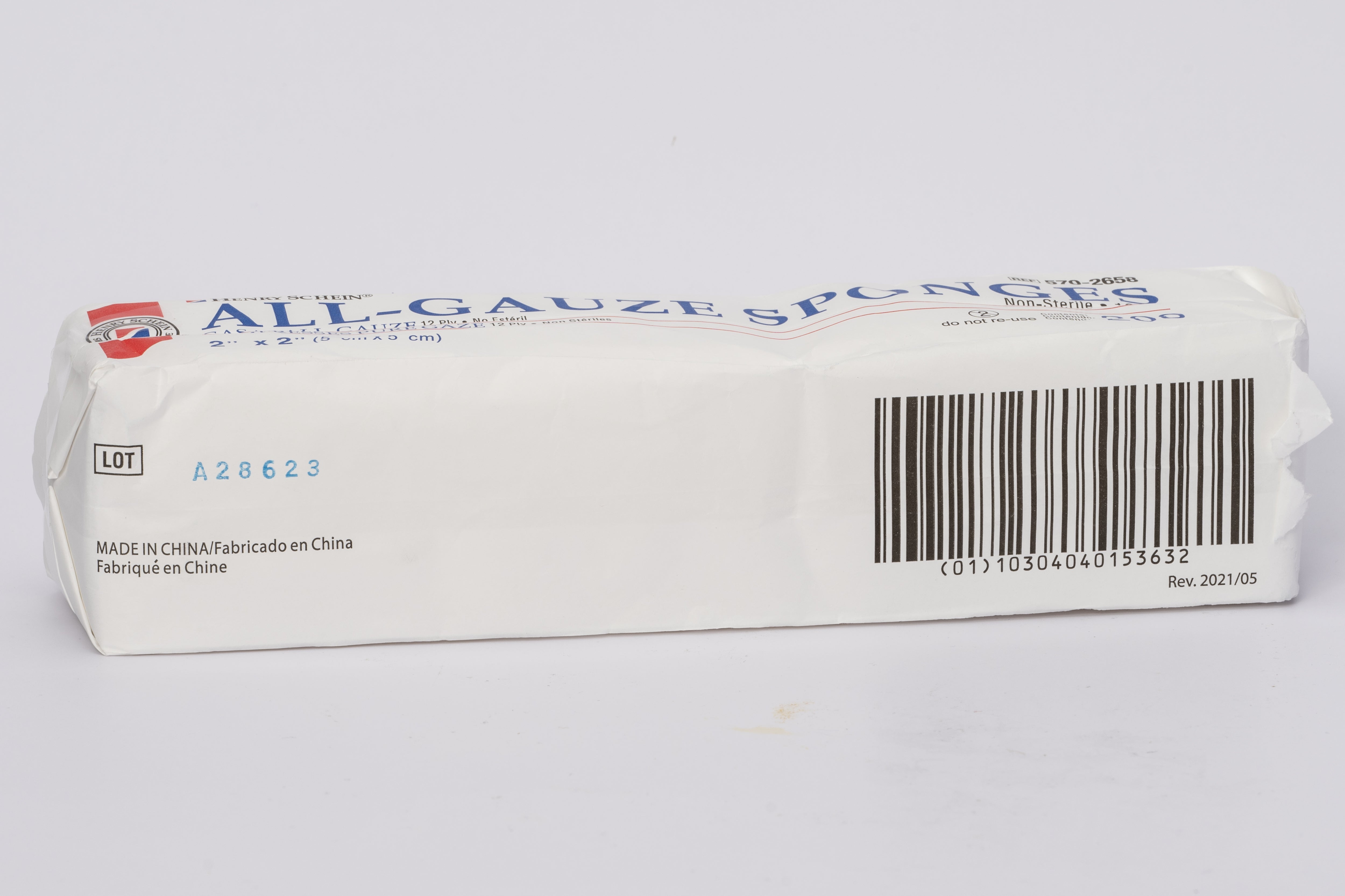 Henry Schein 200/Pack Non-Sterile Gauze Pads for Wound Dressing Gauze Sponge-Pads for Wound Care & Home First Aid Kits -12-Ply - 100% Cotton & Highly Absorbent