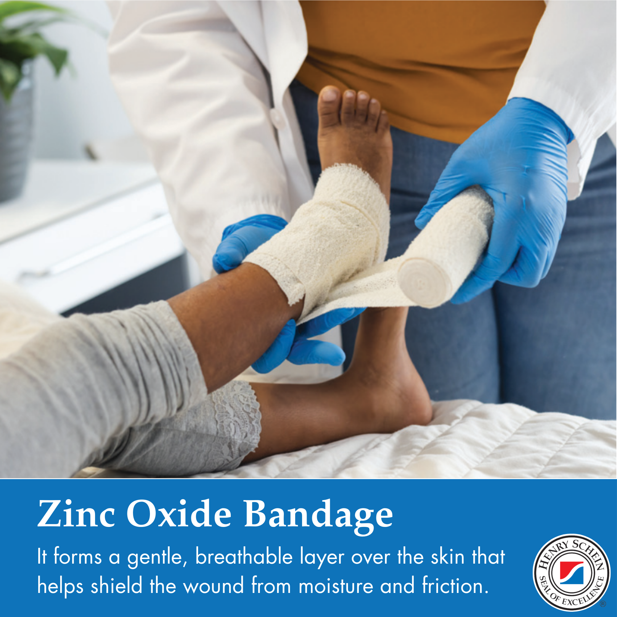 Henry Schein Unna Boot Bandage with Zinc Oxide – 3" x 10 yd – Soothing Compression Wrap for Venous Leg Ulcers, Edema, and Wound Care