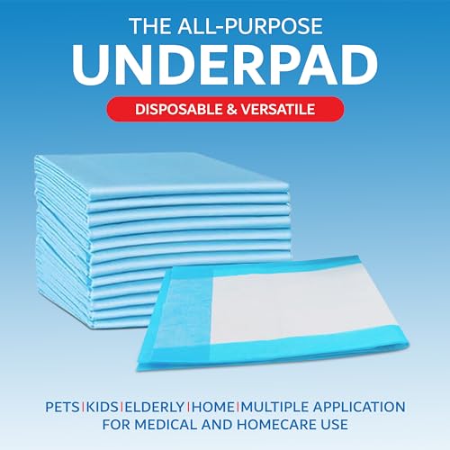 Henry Schein Disposable Underpads 17'' x 24'' Incontinence Pads, Bed Covers, Puppy Training | Thick, Super Absorbent Protection for Kids, Adults, Elderly | Liquid, Urine, Accidents