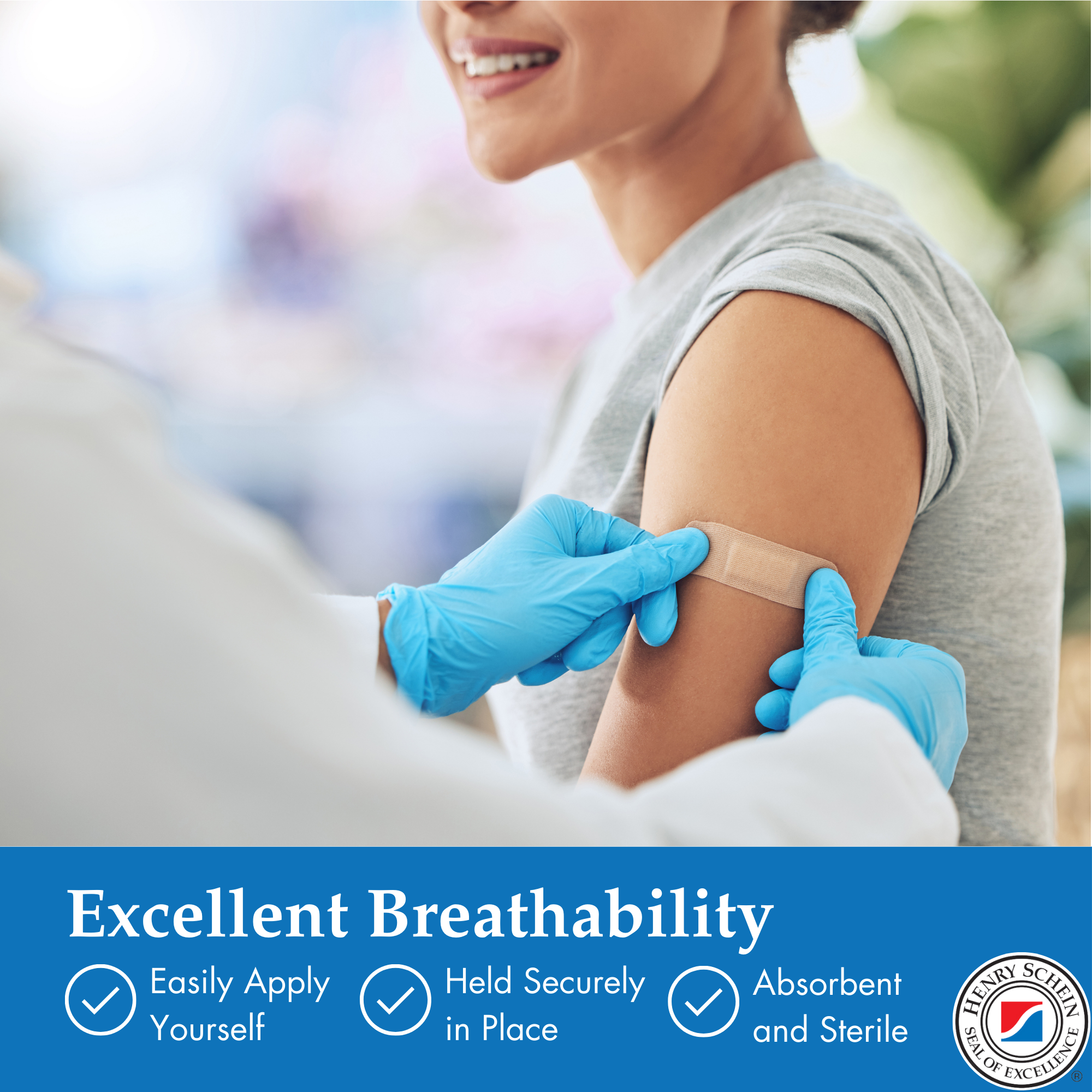 Henry Schein Sheer Adhesive Bandages, 3/4" x 3" Sterile Strips | Bulk Case of 1,500 (10 Packs of 150) | Breathable, Latex-Free First Aid Bandages for School Nurses, Offices & Businesses